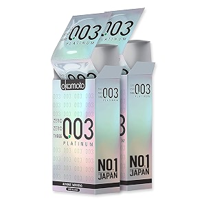 okamoto japans best 003 platinum condoms  thinnest premium condoms for men - made in japan  003 mm thin 2 x 10s