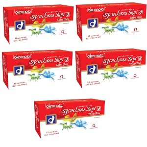 okamoto skinless skin condoms - ultra thin and multi-flavoured dotted 5 x 10s no1 in japan
