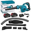 OKASTA Cordless Lithium Blower &amp; Vacuum Cleaner with 2 Batteries, Charger, Dust Bag, Flexible Hose &amp; Multiple Nozzles | Portable Electric Air Blower for Car, Home, AC Cleaning &amp; Dust Removal