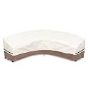 Okcool Outdoor Sectional Cover,Curved Patio Furniture Covers for 4-6 Seater Outdoor Furniture Couch,158"(Back Arc Length) x 104"(Front Arc Length),Beige &amp; Brown