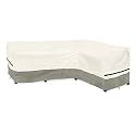 Okcool Outdoor Sectional Cover,L-Shaped Patio Furniture Covers for 4-Seater Outdoor Sectional Furniture Couch 85”W (Back Length) x 58”W (Right Side),White&amp;Grayish Green