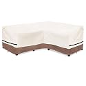 Okcool Outdoor Sectional Cover,V-Shaped Patio Furniture Covers for 7-Seater Outdoor Sectional Furniture Couch（105''X105''）,Beige &amp; Brown