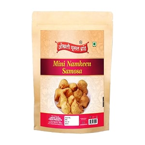okhli musal brand foodie favourite  dry samosamini samosas spicy and crispy triangles  tasty and authentic dry mini samosa nashta  filled with daal and spices fry in earthnuts oil-1kg1pack