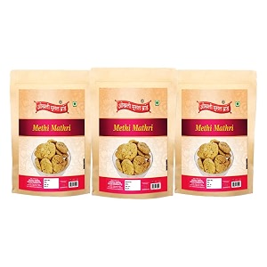 okhli musal brand handmade crispy breakfast matthi  tasty healthy methi mathri  rajasthani amp gujarati flavour ajwain methi namkeen mattri papdi  bhelpuri jhal muri matthri savoury sanck-1kg3pack