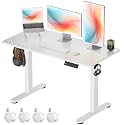 Okin Standing Desk Electric Adjustable Computer Whole Piece Stand up Desk with Wheels Office Gaming Home Office Memory Desks 48x24 inches White