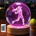 OkiyiD Girls Softball Night Light, Softball Crystal Ball 3.15 Inch (80mm) Lamp with 16 Colors, Softballs Gifts for Girls Women Birthday Xmas, Room Decor Accessories Ornaments