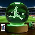OkiyiD Soccer Night Light, Soccer Ball Crystal Ball 3.15 Inch (80mm) Lamp with 16 Colors, Soccer Gifts for Men Boys Birthday Xmas, Room Decor Club Accessories Ornaments
