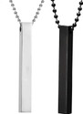 Okos 3D Cuboid Vertical Bar/Stick Stainless Steel Locket Pendant for Boys and Men Black Silver, Rhodium Stainless Steel Locket