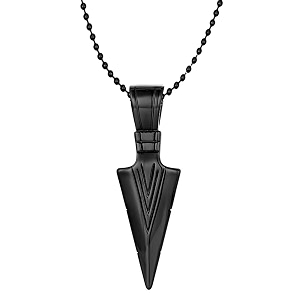 okos men39s fashion jewellery solid spear point arrowhead pendant necklace with chain for boys and men pd1000875