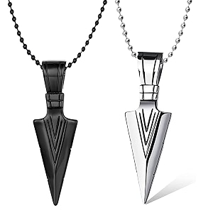 okos men39s fashion jewellery solid spear point arrowhead pendant necklace with chain for boys and men pd1000875