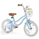 Olakids Kids Bike, 12 14 16 18 Inch Toddlers Bike with Training Wheels Basket Safety Bell Adjustable Seat Handlebar, Children's Bicycle for Girls Boys (14 Inch, Azure)
