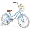 Olakids Kids Bike, 12 14 16 18 Inch Toddlers Bike with Training Wheels Basket Safety Bell Adjustable Seat Handlebar, Children's Bicycle for Girls Boys (16 Inch, Azure)