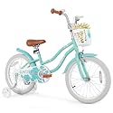Olakids Kids Bike, 12 14 16 18 Inch Toddlers Bike with Training Wheels Basket Safety Bell Adjustable Seat Handlebar, Children's Bicycle for Girls Boys (16 Inch, Green)
