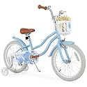 Olakids Kids Bike, 12 14 16 18 Inch Toddlers Bike with Training Wheels Basket Safety Bell Adjustable Seat Handlebar, Children's Bicycle for Girls Boys (18 Inch, Azure)