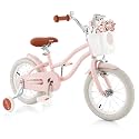 Olakids Kids Bike, 12 14 16 18 Inch Toddlers Bike with Training Wheels Basket Safety Bell Adjustable Seat Handlebar, Children's Bicycle for Girls Boys (12 Inch, Pink)