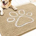 OLANLY Dog Door Mat for Muddy Paws 34x21, Paw Print Design Chenille Mud Mat