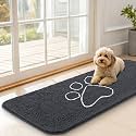 OLANLY Dog Door Mat for Muddy Paws 47x17, Paw Print Design Chenille Mud Mat