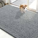 OLANLY Dog Door Mat for Muddy Paws 48x30, Super Absorbent Chenille Mud Mat