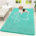 OLANLY Dog Door Mat for Muddy Paws 59x35, Paw Print Design Chenille Mud Mat