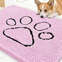 OLANLY Dog Door Mat for Muddy Paws 30x20, Paw Print Design Chenille Mud Mat