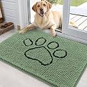 OLANLY Dog Door Mat for Muddy Paws 36x24, Paw Print Design Chenille Mud Mat