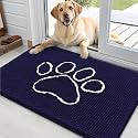 OLANLY Dog Door Mat for Muddy Paws 35x24, Paw Print Design Chenille Mud Mat