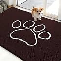 OLANLY Dog Door Mat for Muddy Paws 48x30, Paw Print Design Chenille Mud Mat