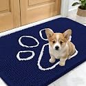 OLANLY Dog Door Mat for Muddy Paws 24x16, Paw Print Design Chenille Mud Mat