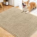 OLANLY Dog Door Mat for Muddy Paws 40x32, Super Absorbent Chenille Mud Mat