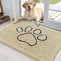 OLANLY Dog Door Mat for Muddy Paws 36x24, Paw Print Design Chenille Mud Mat
