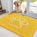 OLANLY Dog Door Mat for Muddy Paws 36x24, Paw Print Design Chenille Mud Mat