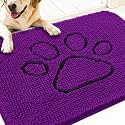 OLANLY Dog Door Mat for Muddy Paws 30x20, Paw Print Design Chenille Mud Mat