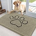 OLANLY Dog Door Mat for Muddy Paws 36x24, Paw Print Design Chenille Mud Mat