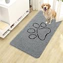 OLANLY Dog Door Mat for Muddy Paws 40x24, Paw Print Design Chenille Mud Mat