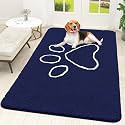OLANLY Dog Door Mat for Muddy Paws 59x35, Paw Print Design Chenille Mud Mat