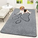 OLANLY Dog Door Mat for Muddy Paws 59x35, Paw Print Design Chenille Mud Mat