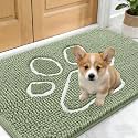 OLANLY Dog Door Mat for Muddy Paws 24x16, Paw Print Design Chenille Mud Mat
