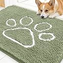 OLANLY Dog Door Mat for Muddy Paws 59x20, Paw Print Design Chenille Mud Mat