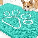 OLANLY Dog Door Mat for Muddy Paws 30x20, Paw Print Design Chenille Mud Mat
