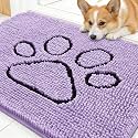 OLANLY Dog Door Mat for Muddy Paws 30x20, Paw Print Design Chenille Mud Mat