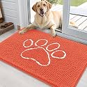 OLANLY Dog Door Mat for Muddy Paws 36x24, Paw Print Design Chenille Mud Mat