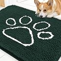 OLANLY Dog Door Mat for Muddy Paws 30x20, Paw Print Design Chenille Mud Mat