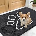 OLANLY Dog Door Mat for Muddy Paws 30x17, Paw Print Design Chenille Mud Mat