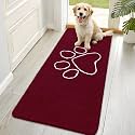 OLANLY Dog Door Mat for Muddy Paws 70x35, Paw Print Design Chenille Mud Mat