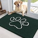 OLANLY Dog Door Mat for Muddy Paws 36x24, Paw Print Design Chenille Mud Mat