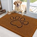 OLANLY Dog Door Mat for Muddy Paws 36x24, Paw Print Design Chenille Mud Mat