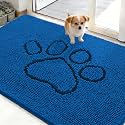 OLANLY Dog Door Mat for Muddy Paws 35x16, Paw Print Design Chenille Mud Mat