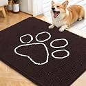 OLANLY Dog Door Mat for Muddy Paws 40x32, Paw Print Design Chenille Mud Mat