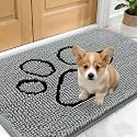 OLANLY Dog Door Mat for Muddy Paws 24x16, Paw Print Design Chenille Mud Mat