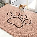 OLANLY Dog Door Mat for Muddy Paws 48x30, Paw Print Design Chenille Mud Mat